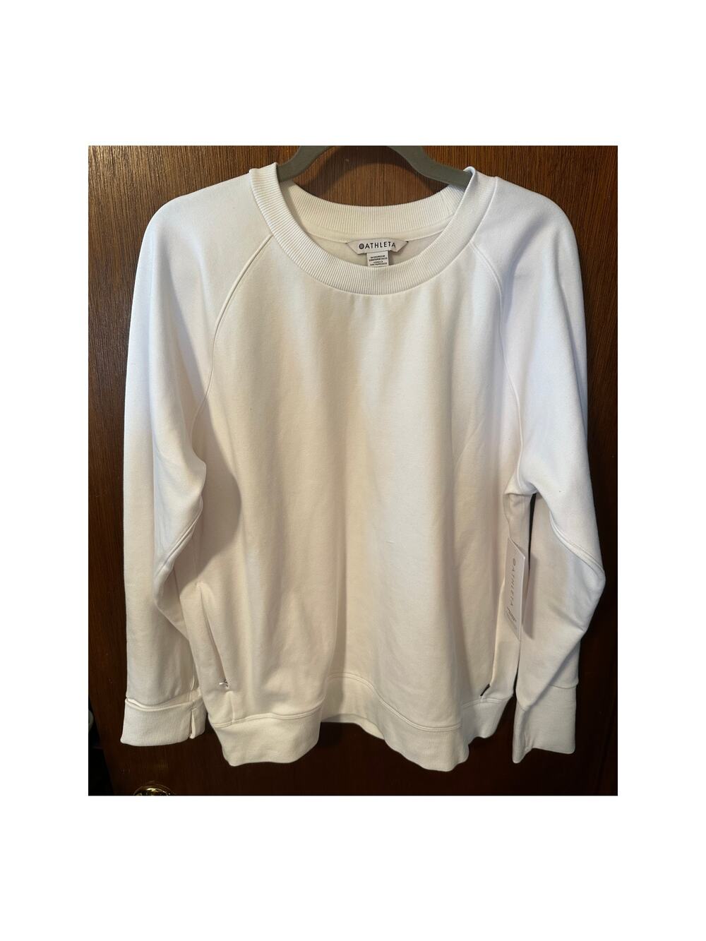 NWT ATHLETA CREWNECK WHITE SWEATSHIRT; LARGE